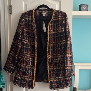 Chico's Navy and Yellow Tweed Blazer